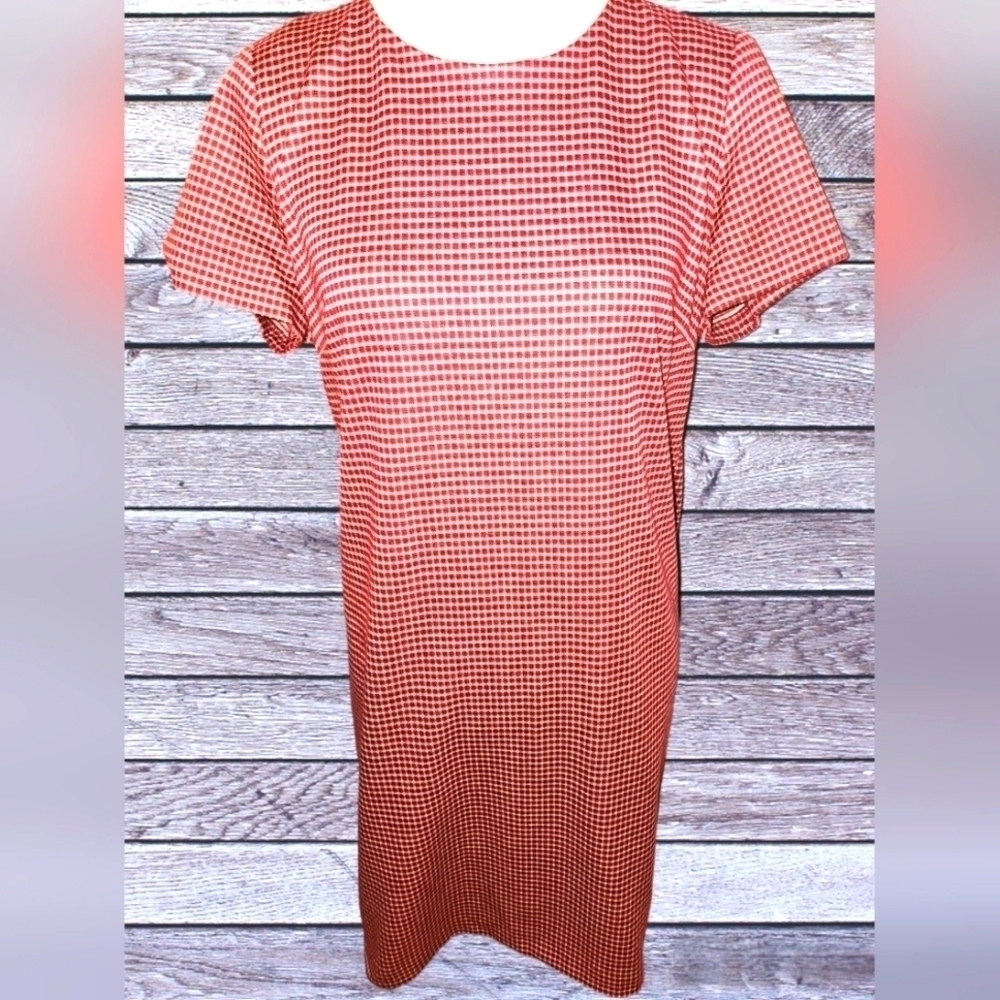CALVIN KLEIN HOUNDSTOOTH SHEATH DRESS